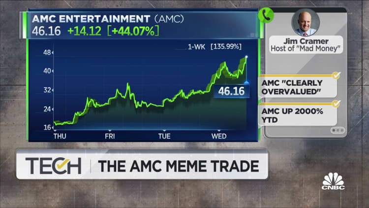 Cramer comments on the AMC meme trade
