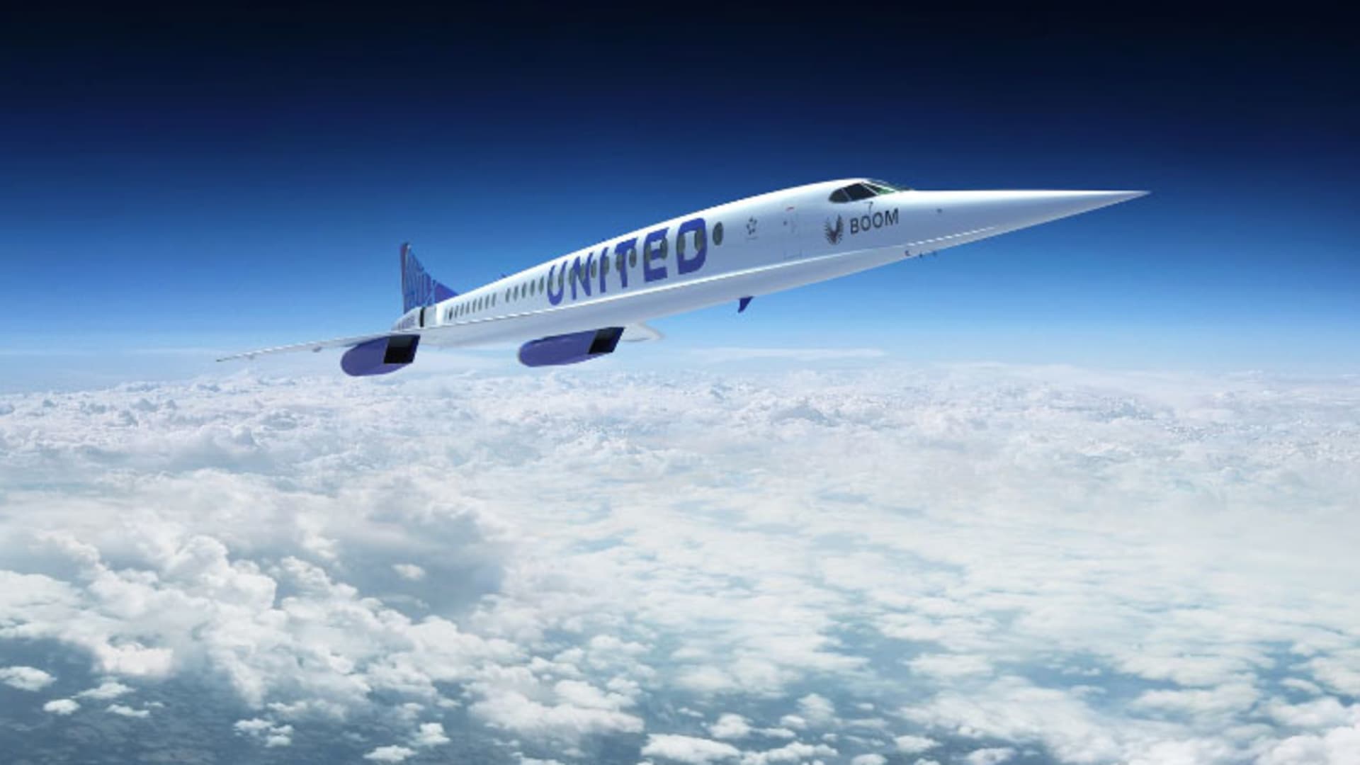 A rendering of a United Supersonic Jet