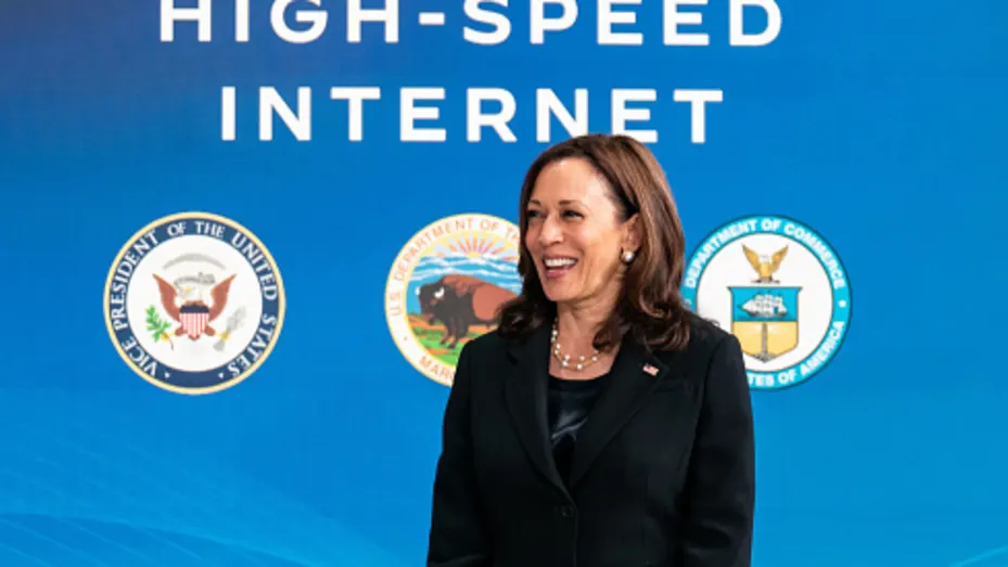 Vice President Kamala Harris during an event on high-speed internet access.