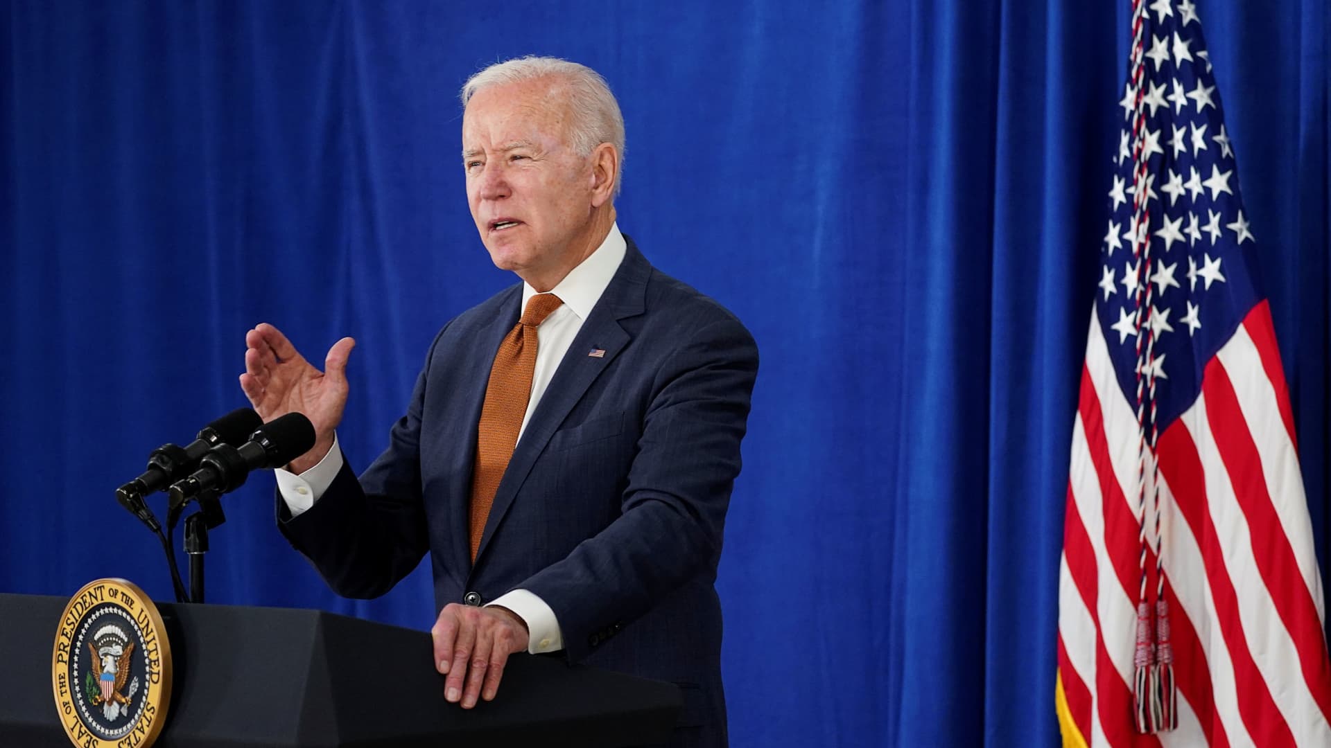 U.S. President Joe Biden delivers remarks on the May jobs report after U.S. employers boosted hiring amid the easing coronavirus disease (COVID-19) pandemic, at the Rehoboth Beach Convention Center in Rehoboth Beach, Delaware, U.S., June 4, 2021.