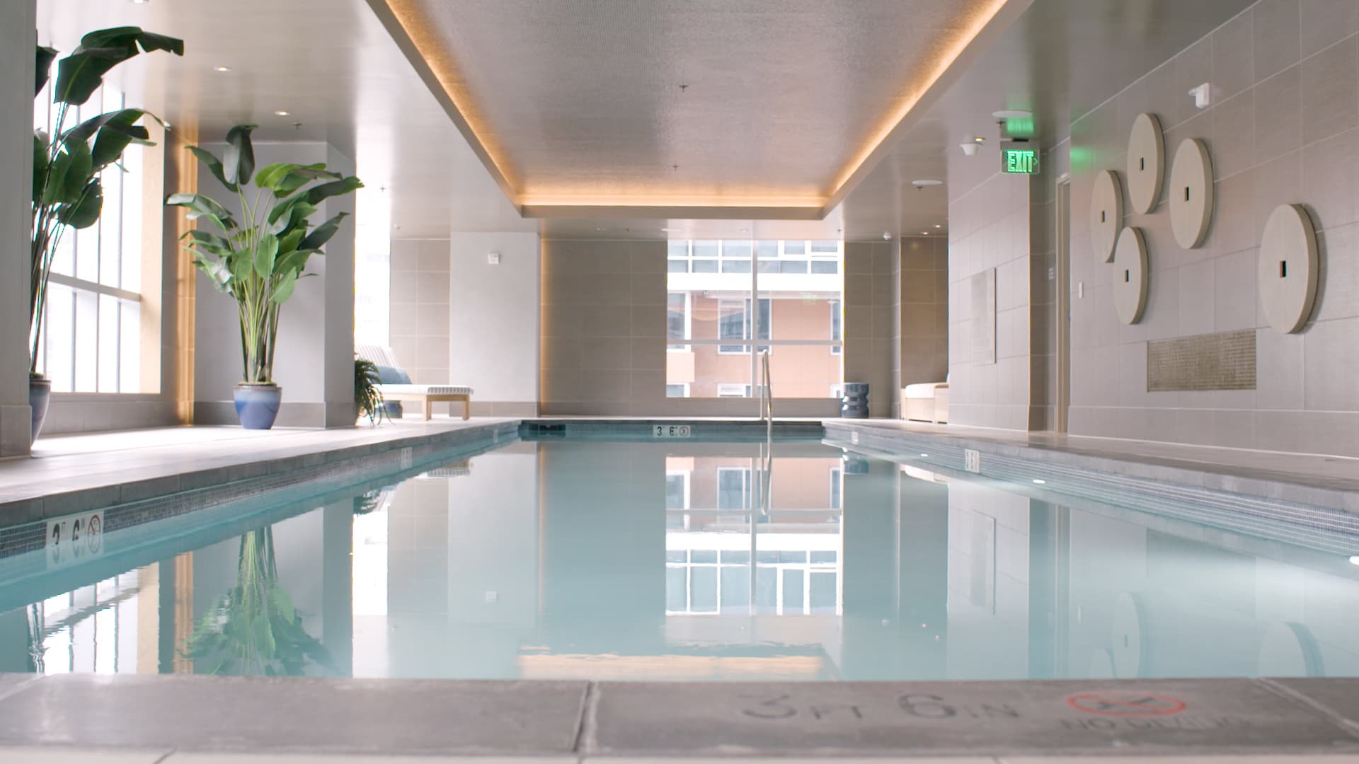 The apartment building has an indoor pool.