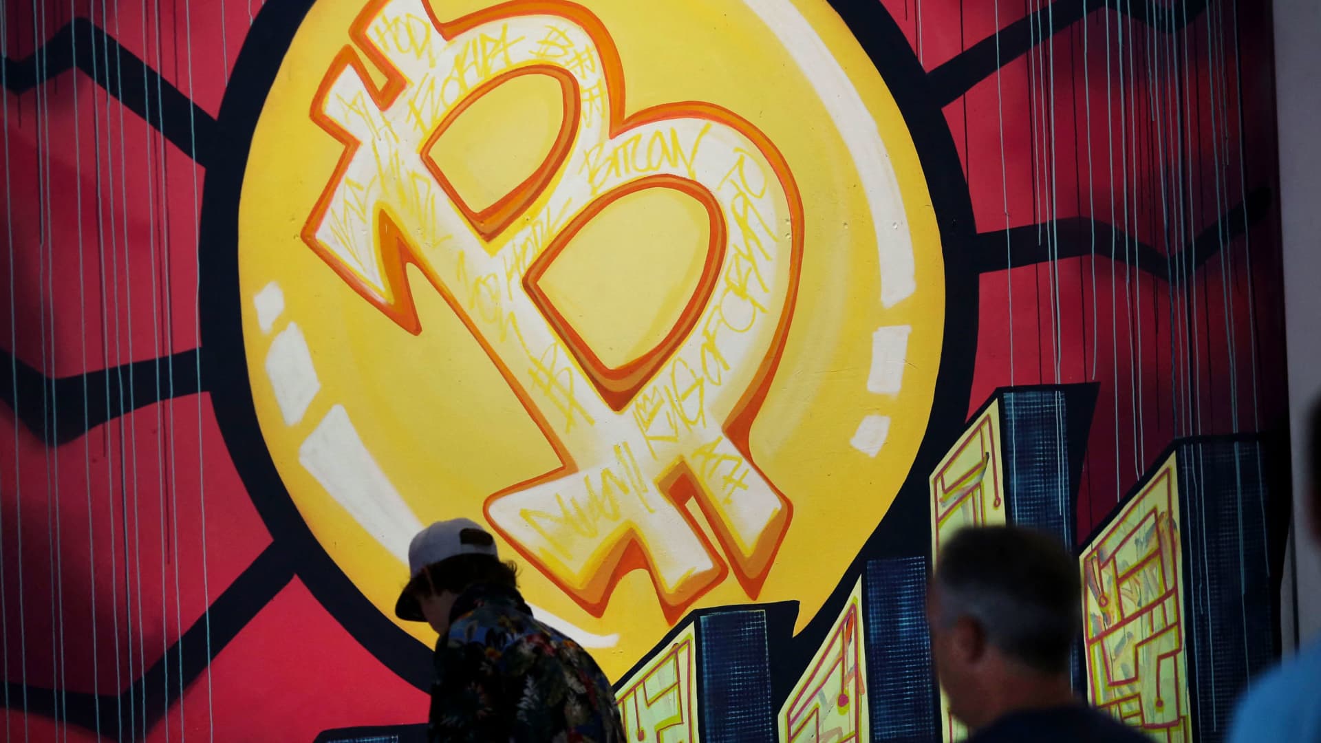 Art at the cryptocurrency conference Bitcoin 2021 Convention at the Mana Convention Center in Miami on June 4, 2021.