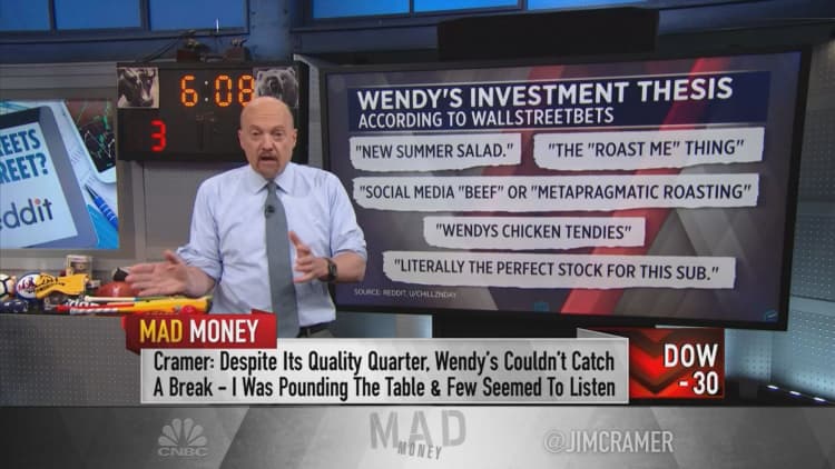 Jim Cramer breaks down the spark behind big rally in Wendy's stock