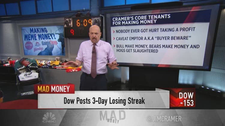 Jim Cramer says he's 'not against' GameStop, AMC at current levels
