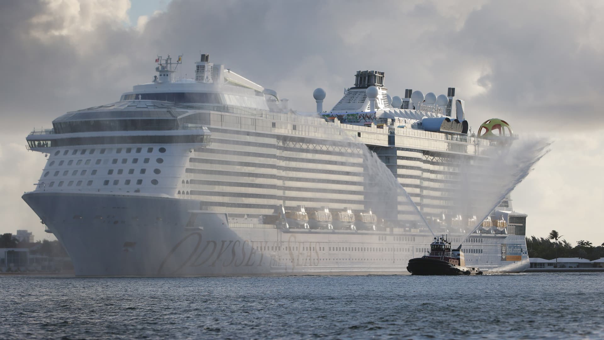 The Royal Caribbean’s Odyssey of The Seas arrives at Port Everglades on June 10, 2021 in Fort Lauderdale, Florida.