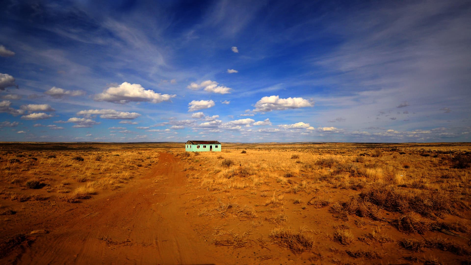 An abandoned home stands alone on the open desert near Chaco Culture National Historic Park in northern New Mexico.