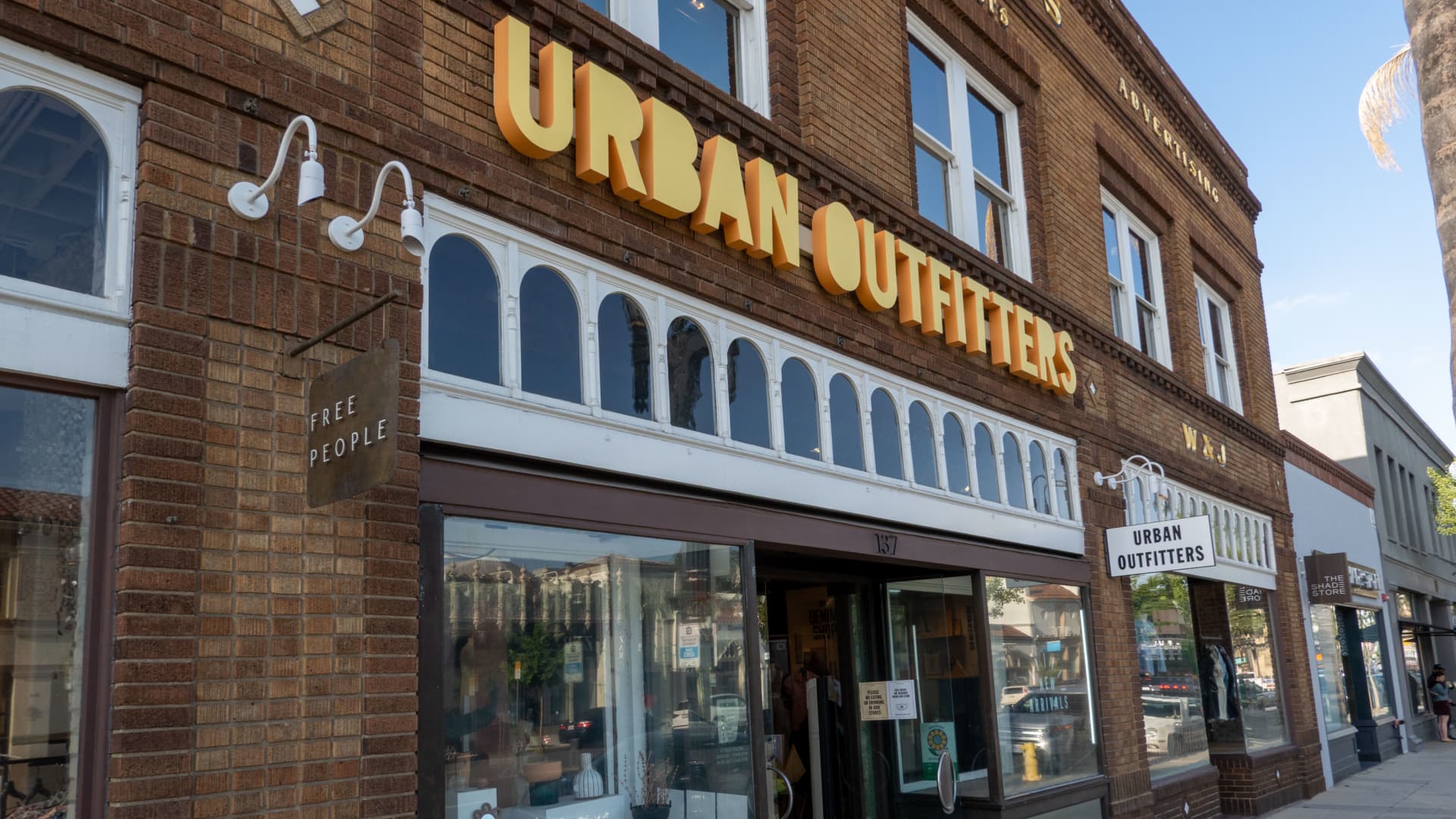 PASADENA, CA - MAY 22: Exterior view of Urban Outfitters signage is seen on May 22, 2021 in Pasadena, California.(Photo by RBL/Bauer-Griffin/GC Images)