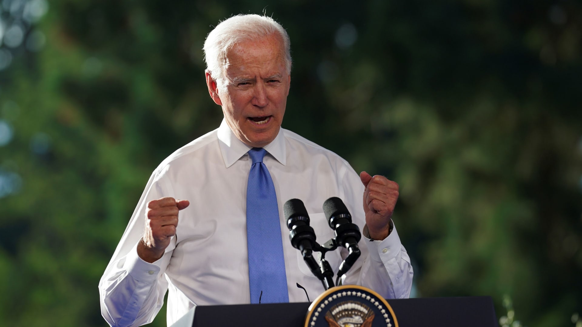 U.S. President Joe Biden gestures as he holds a news conference after the U.S.-Russia summit with Russia's President Vladimir Putin, in Geneva, Switzerland, June 16, 2021.