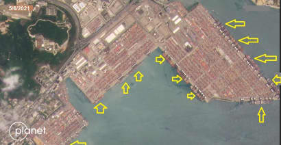 Satellite images show backlog of containers at Port of Yantian after Covid outbreak