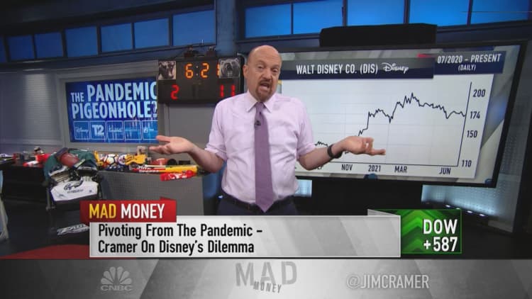 Jim Cramer on what's holding Disney stock back from reopening trade
