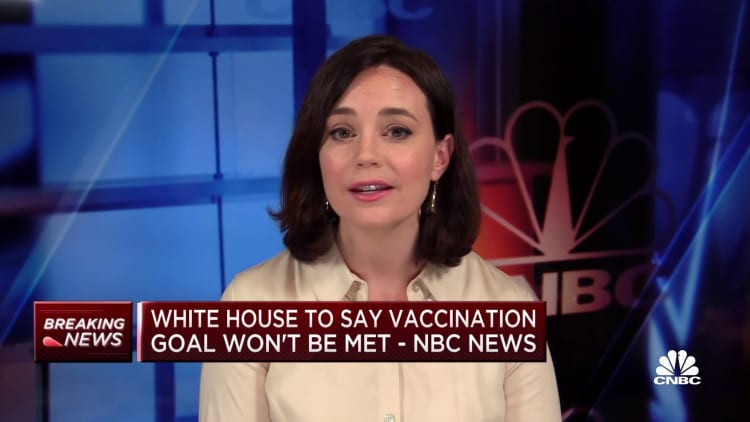 White House to say vaccination goal won't be met, reports NBC News