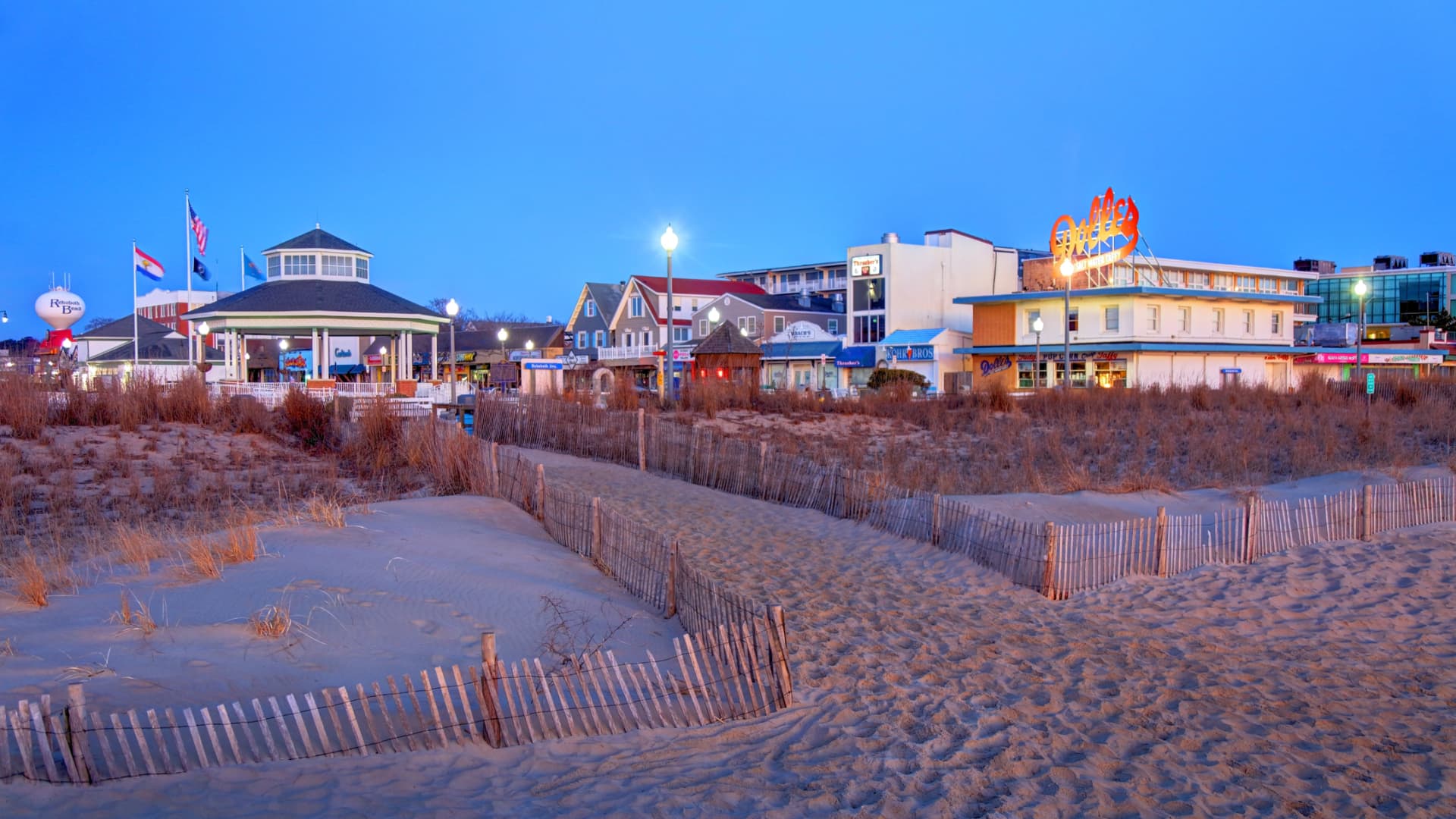 Rehoboth Beach, Delaware, is a city on the Atlantic Ocean.