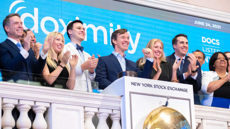 Jeff Tangney, CEO, of Doximity at the New York Stock Exchange for their IPO, June 24, 2021.