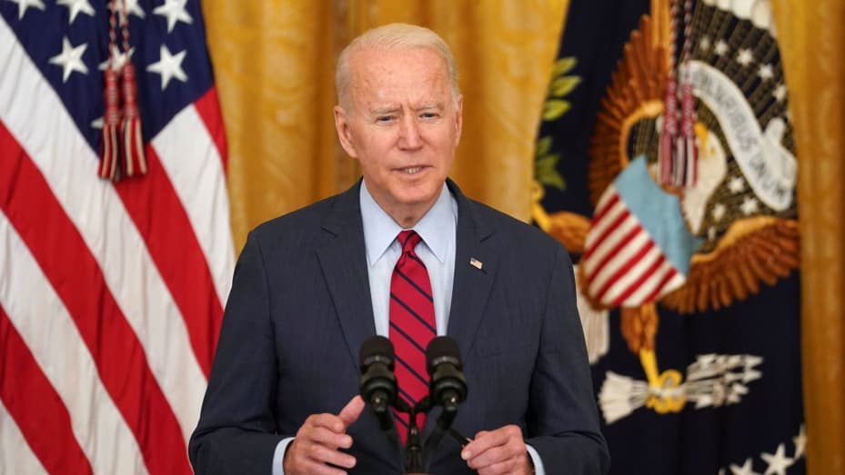 U.S. President Joe Biden delivers remarks on the bipartisan infrastructure deal in the East Room of the White House in Washington, U.S., June 24, 2021.
