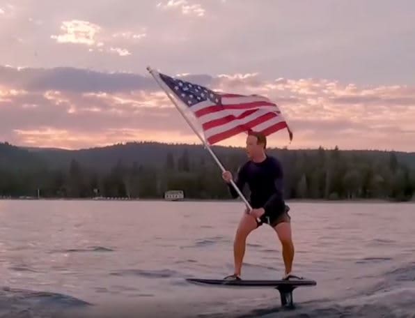 'Take me home' ' Mark Zuckerberg posts flag-waving, surfboard-riding Independenc..
