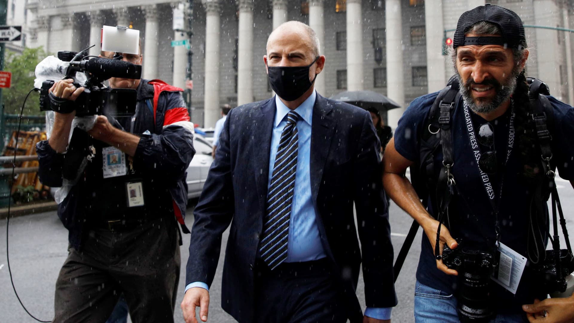Attorney Michael Avenatti exits, following his sentencing for an extortion scheme against Nike Inc., at the United States Courthouse in New York City, July 8, 2021.