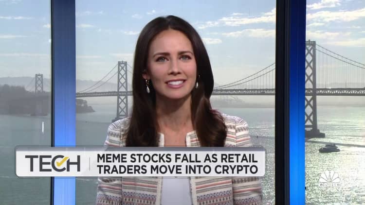 Meme stocks fall as retail traders move to crypto