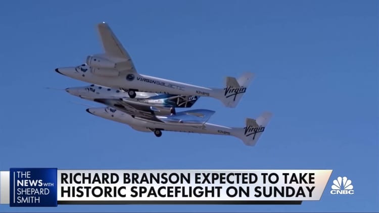 Billionaire blast off: Branson expected to launch into space Sunday