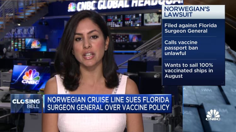 Norwegian Cruise Line sues Florida surgeon general over vaccine policy