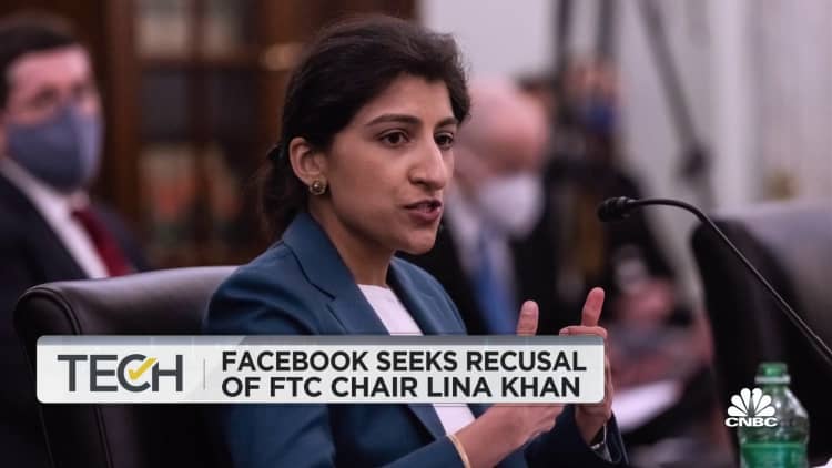 Facebook is seeking recusal of FTC chair Lina Khan in antitrust case