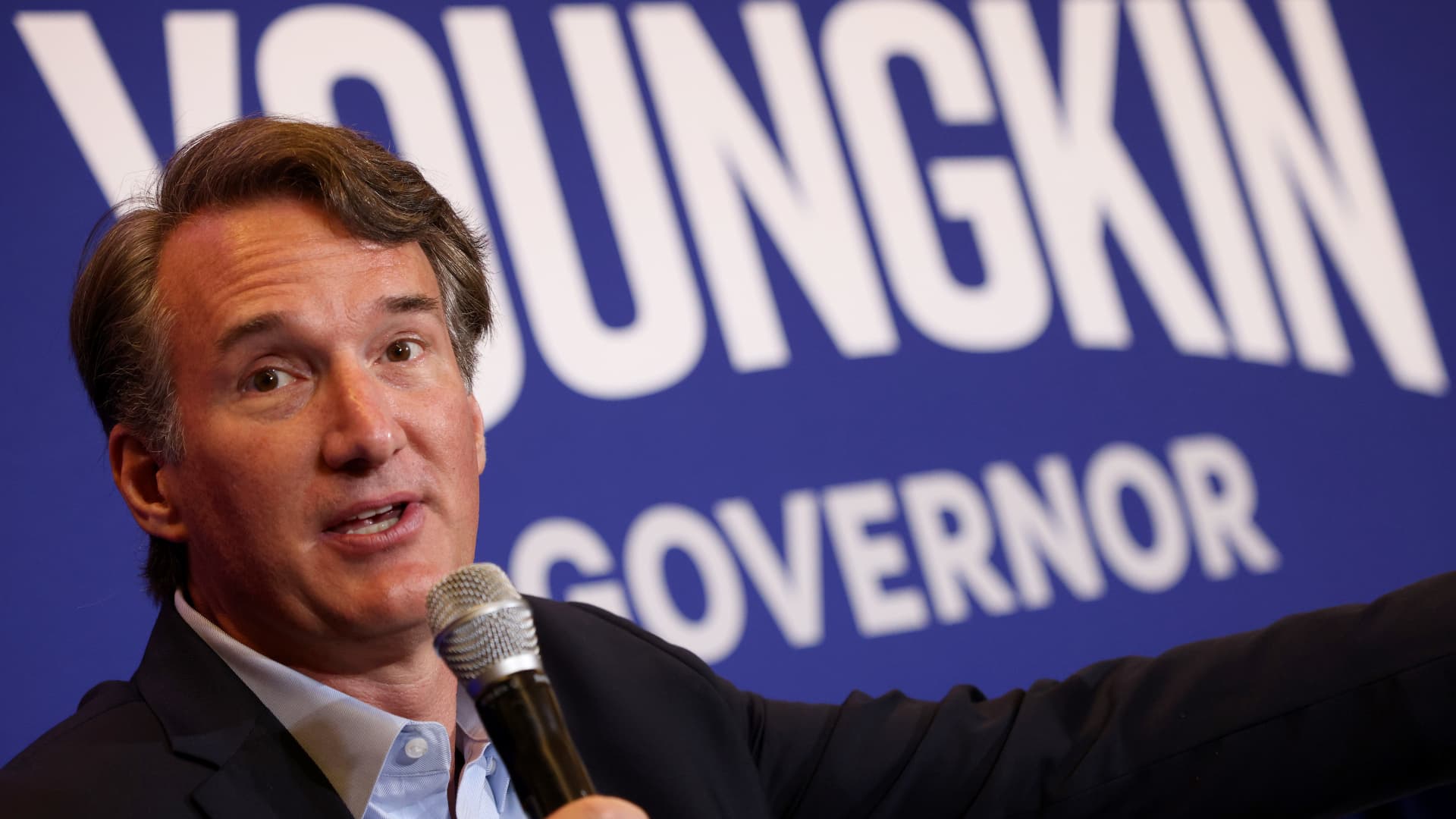 Virginia gubernatorial candidate Glenn Youngkin (R-VA) speaks during a campaign event on July 14, 2021 in McLean, Virginia.