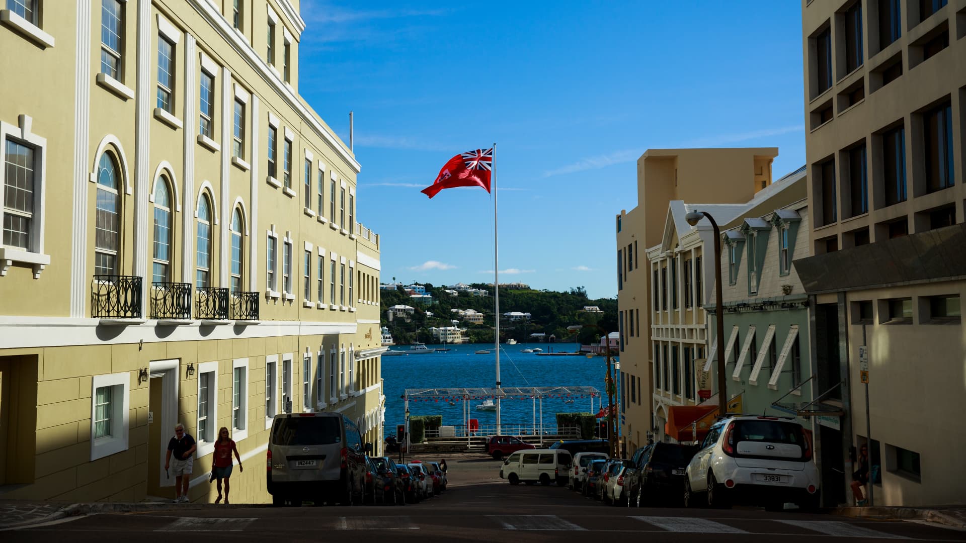 The flag of Bermuda flies in the city of Hamilton, Bermuda, November 8, 2017. In series of leaks made public by the International Consortium of Investigative Journalists, the Paradise Papers shed light on the trillions of dollars that move through offshore tax havens.