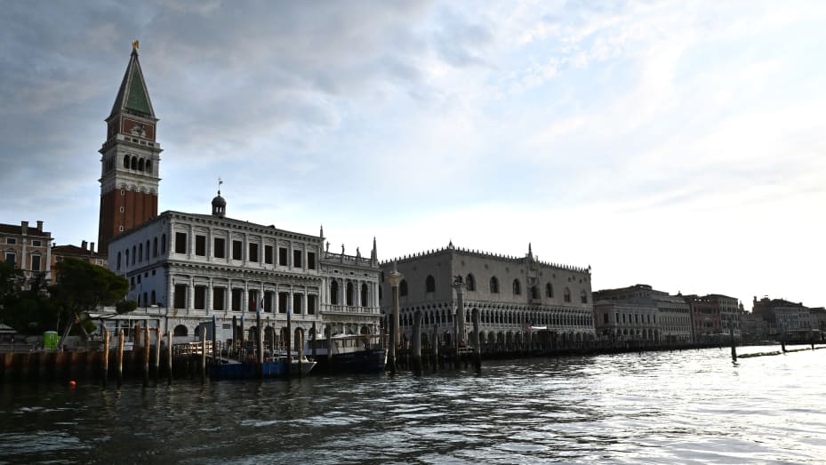 A view of Piazza San Marco and Palazzo Ducale during the G20 finance ministers and central bankers meeting in Venice in Venice on July 11, 2021.