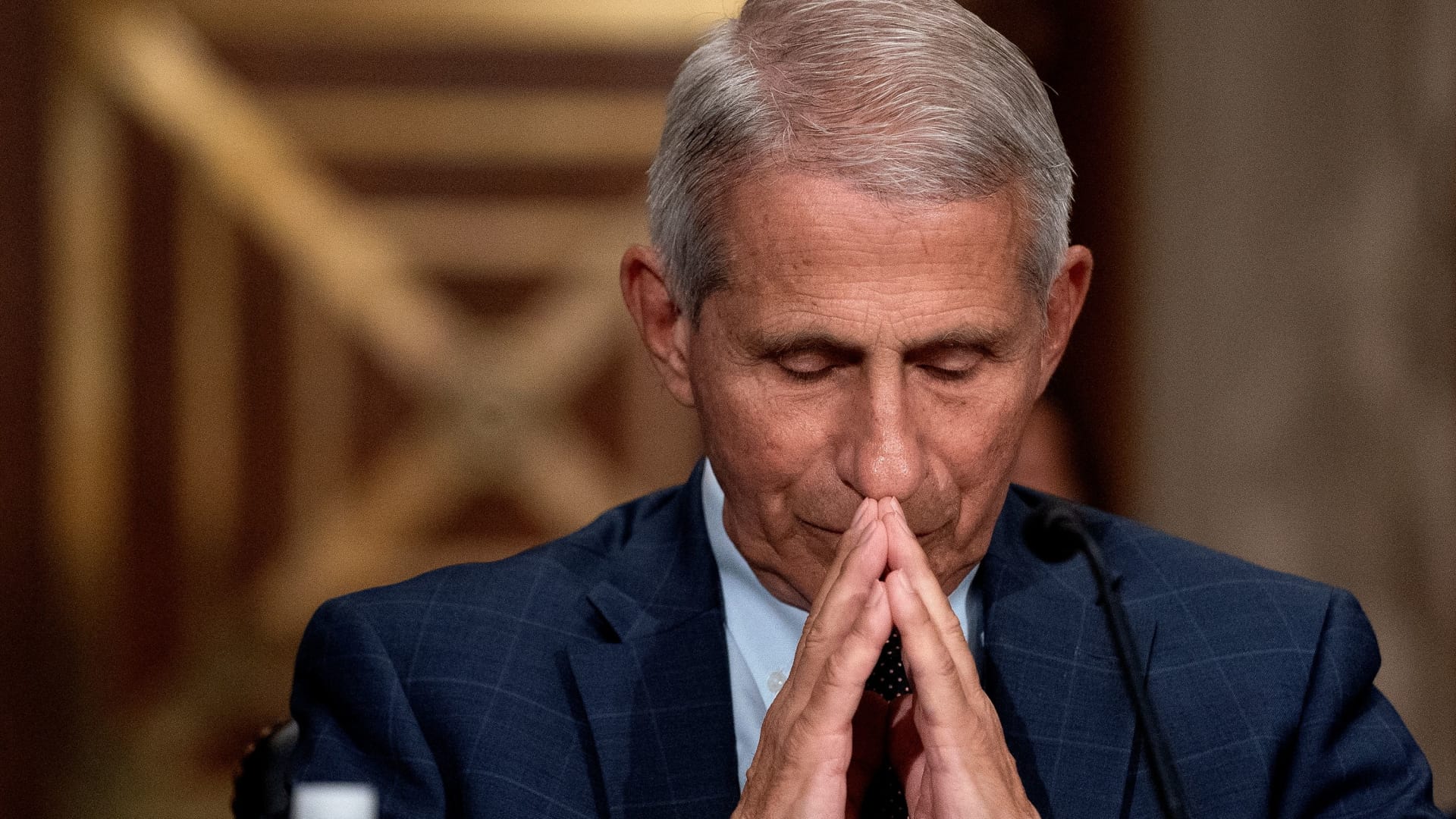 Dr. Anthony Fauci, director of the National Institute of Allergy and Infectious Diseases, listens during a Senate Health, Education, Labor, and Pensions Committee hearing at the Dirksen Senate Office Building in Washington, D.C., U.S., July 20, 2021.