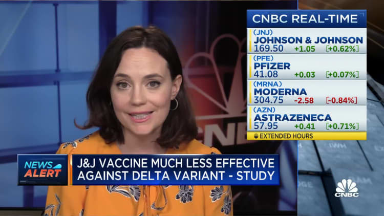 Johnson & Johnson vaccine much less effective against delta variant, new study says
