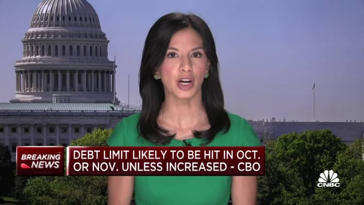 Debt limit likely to be hit in October or November unless raised, says CBO