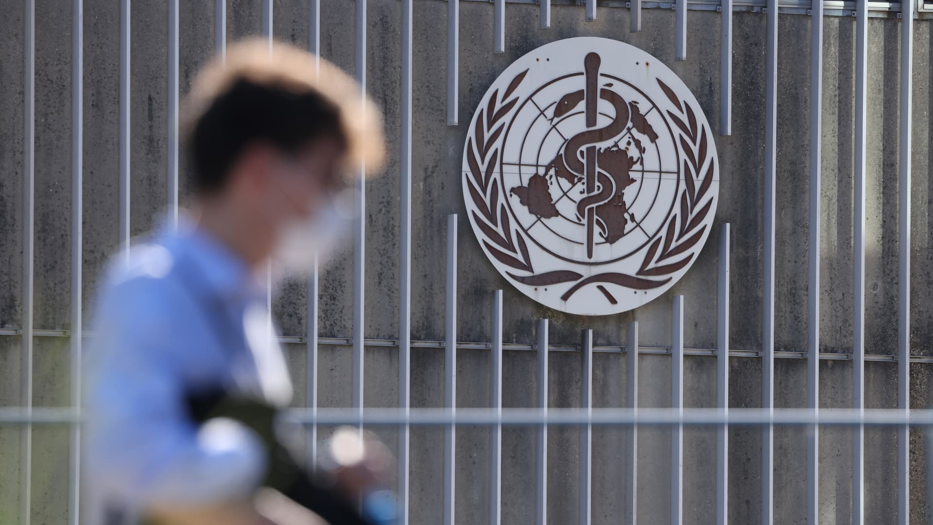A man enters the headquarters of the World Health Organization (WHO) on June 15, 2021 in Geneva, Switzerland.