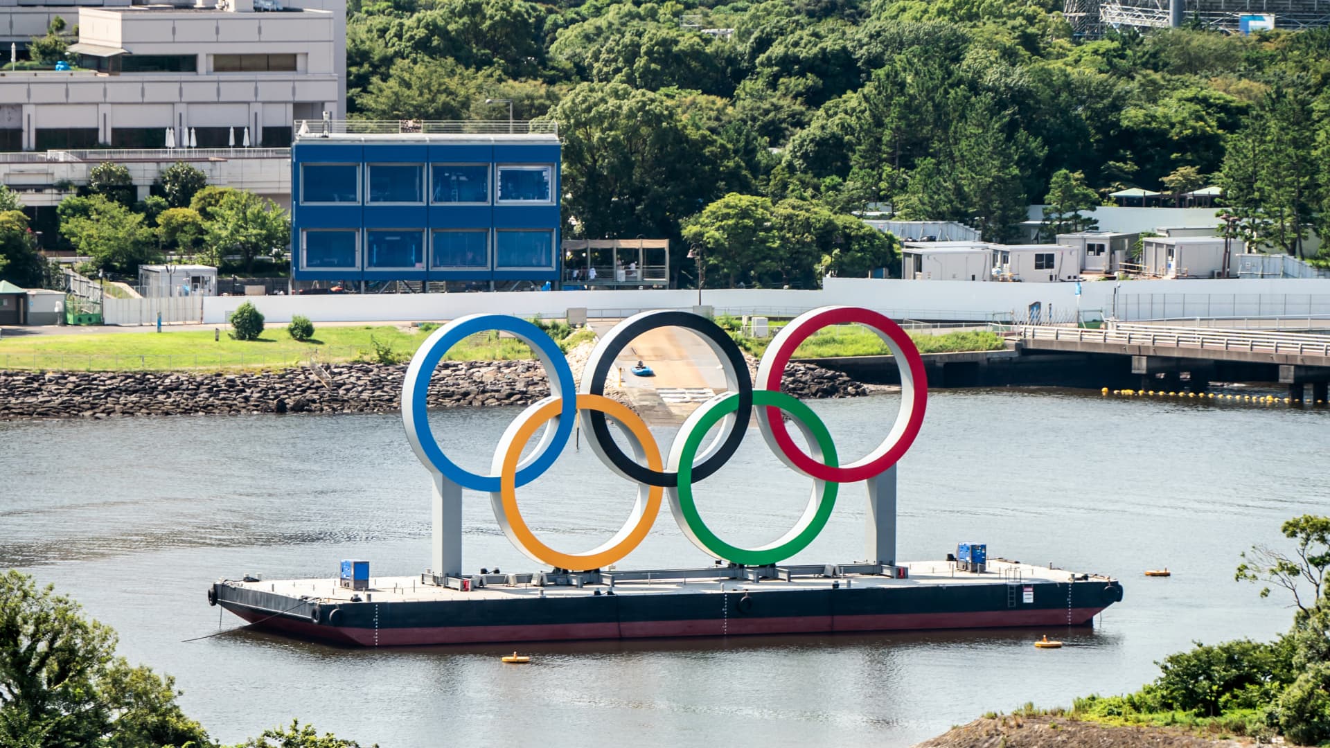 A view of the Olympic rings in Tokyo ahead of the Tokyo 2020 Olympic Games in Japan.