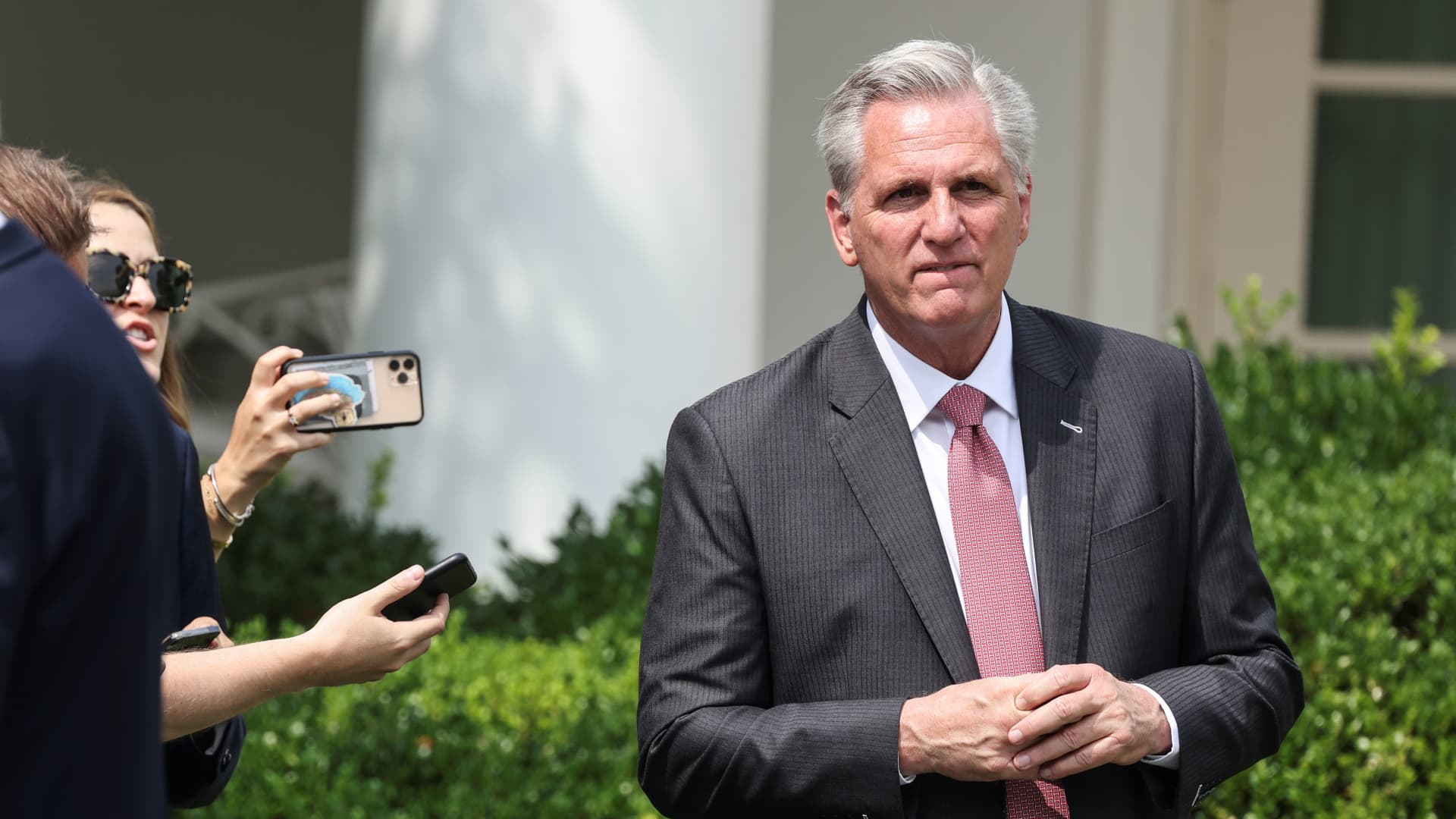 U.S. House Minority Leader Kevin McCarthy (R-CA) arrives for an event to celebrate the 31st anniversary of the Americans with Disabilities Act (ADA) in the White House Rose Garden in Washington, U.S., July 26, 2021.