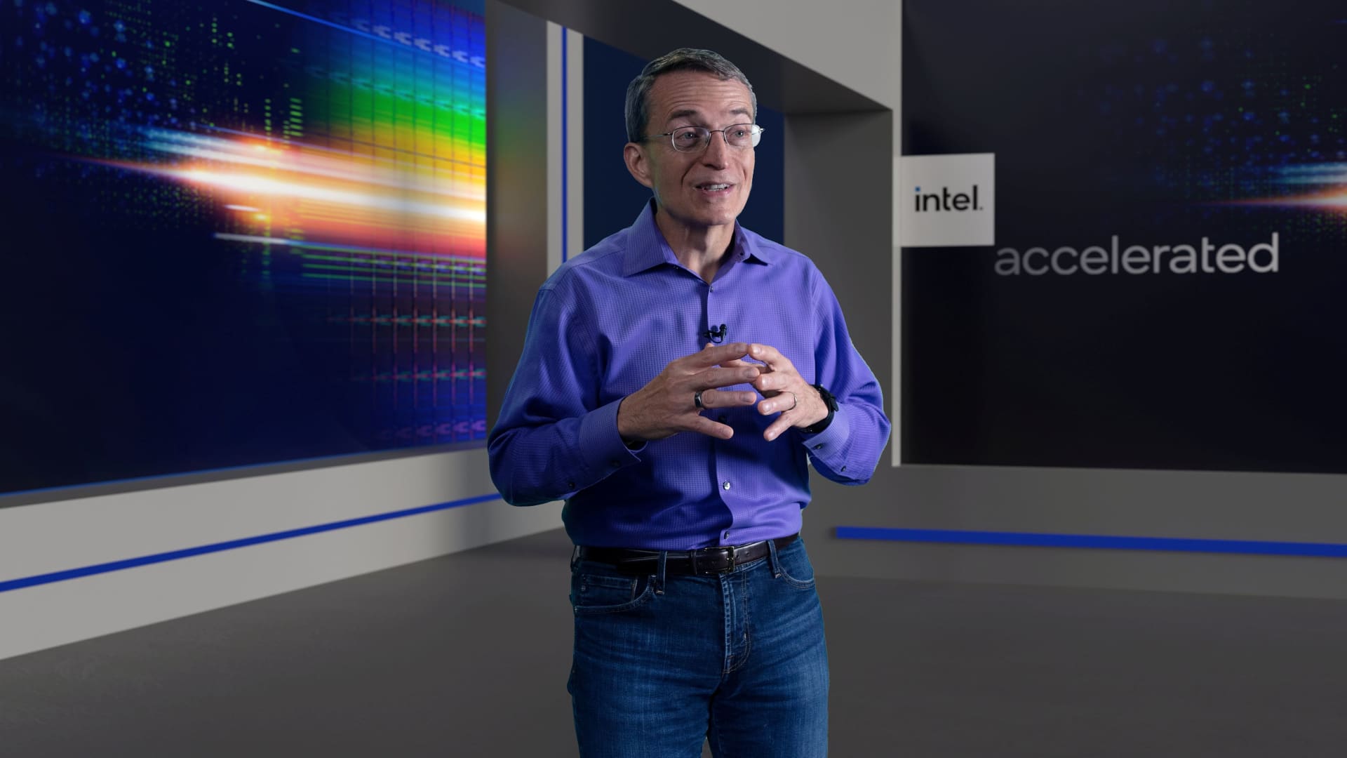 Intel Corp Chief Executive Officer Pat Gelsinger speaks in an undated handout photo obtained on July 26, 2021, as the company announced a four-year plan to overtake its rivals in chipmaking technology.
