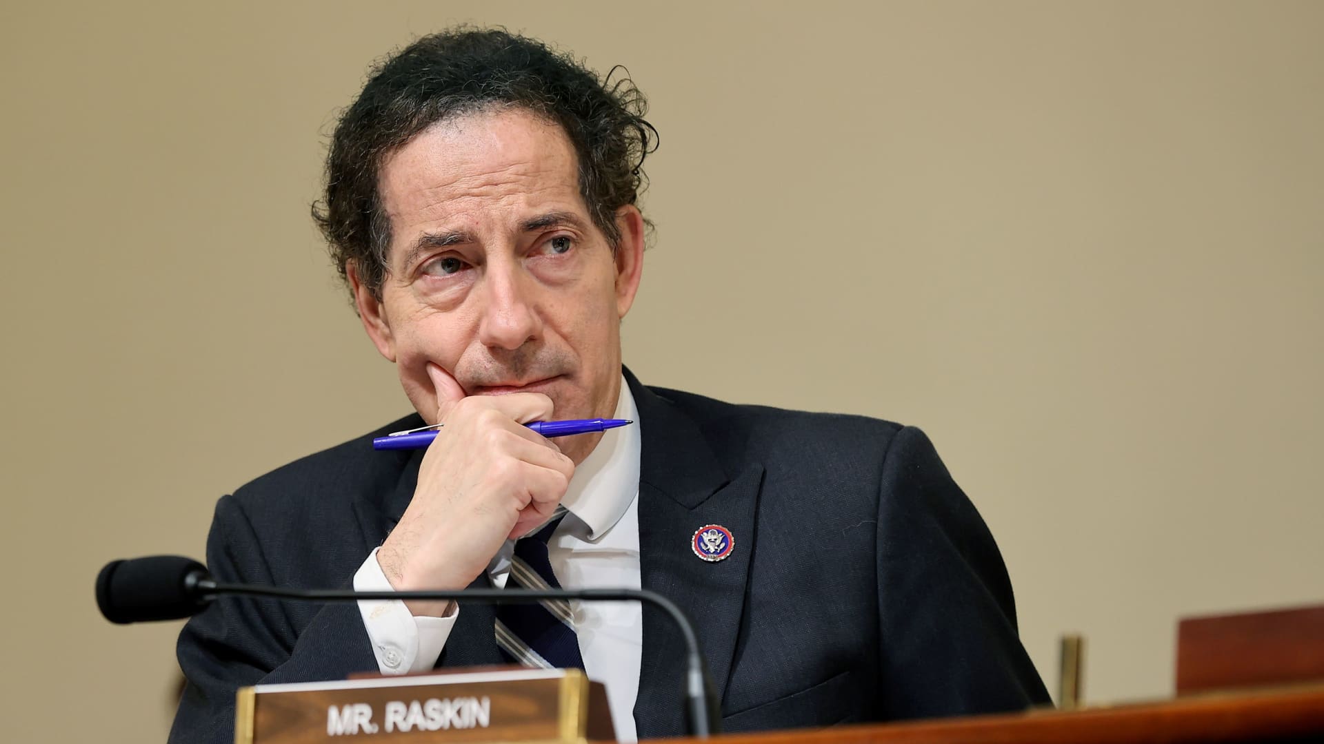 U.S. Rep. Jamie Raskin (D-MD) listens to testimony during a hearing by the House Select Committee investigating the Jan. 6 attack on Capitol Hill in Washington, U.S., July 27, 2021.