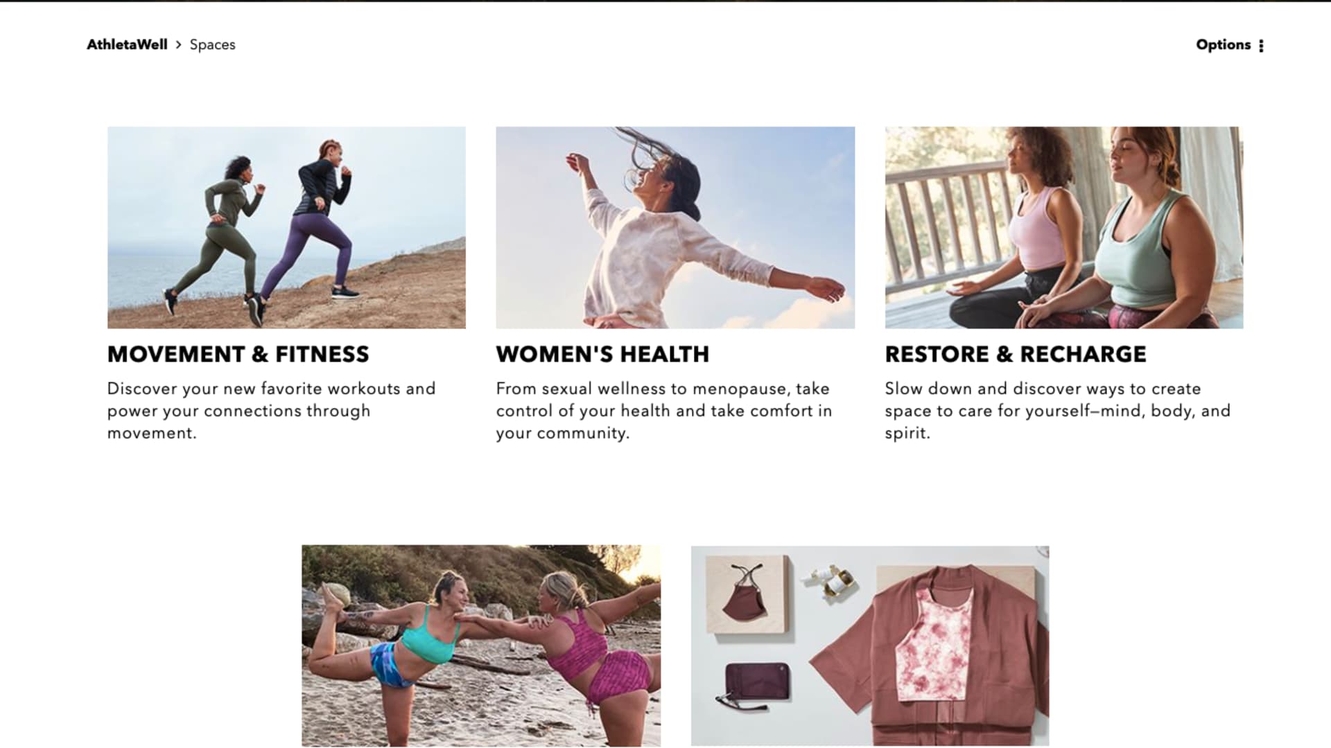 AthletaWell will become a benefit of Athleta's rewards program. It offers workout content and spaces to chat with other women on topics ranging from mental health to body positivity. 