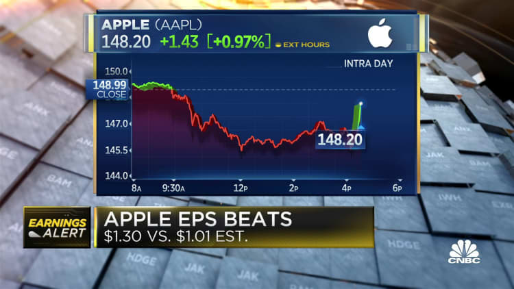 Apple up after earnings, revenue beat