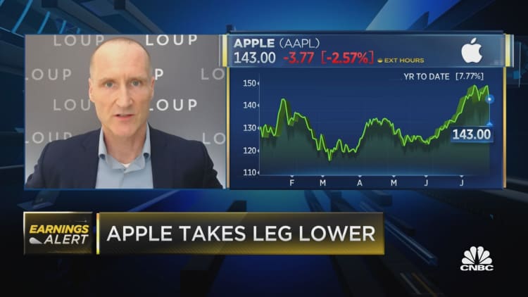 Apple takes leg lower after hours