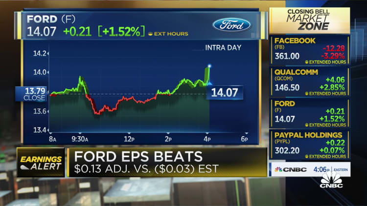 Ford beats, revenue a little light of expectations