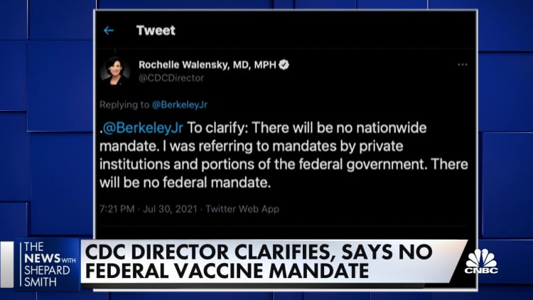 There will be no nationwide mandate, says CDC's Walensky