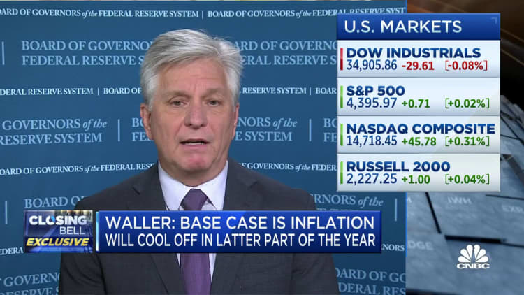Inflation will cool off by latter part of 2021: Fed's Christopher Waller