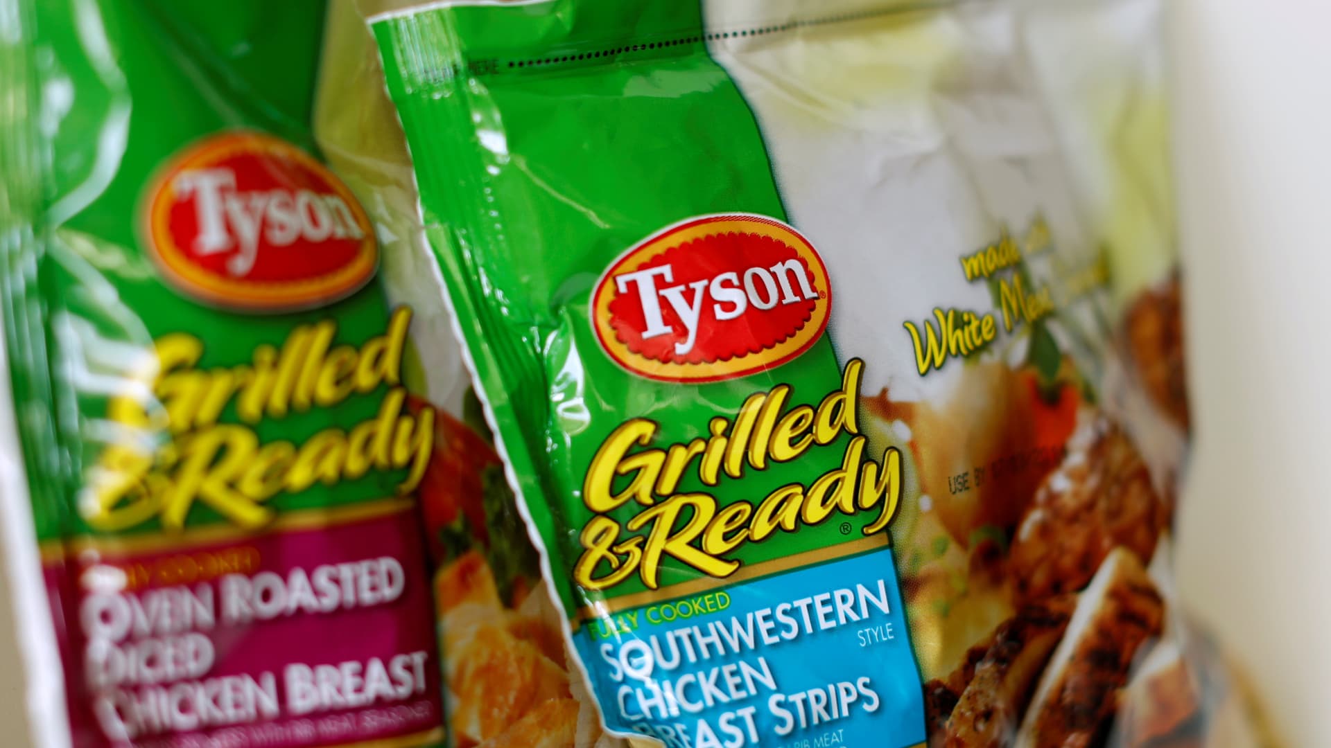 Tyson food meat products are shown in this photo illustration in Encinitas, California.