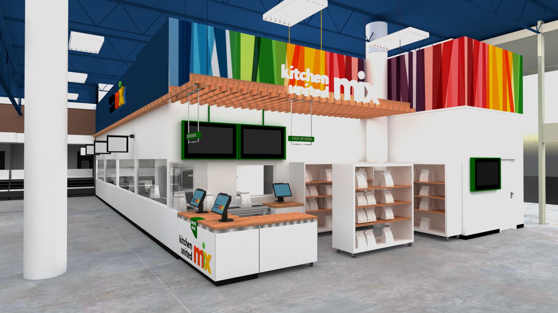 A rendering of a Kitchen United space in a Kroger grocery store