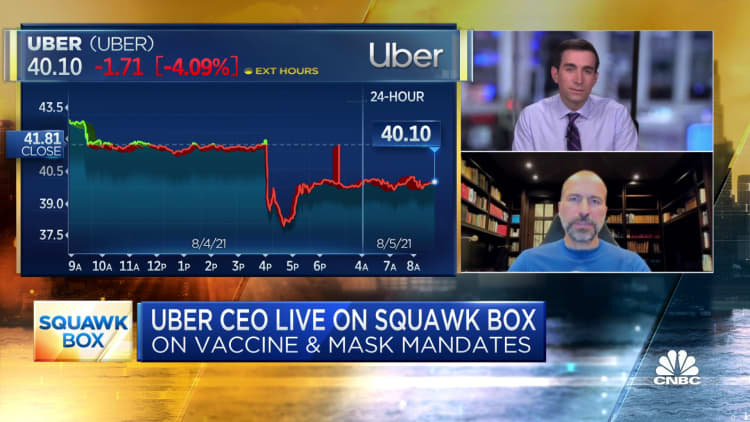 Uber CEO: Vaccine mandates should be pushed by local governments, not companies