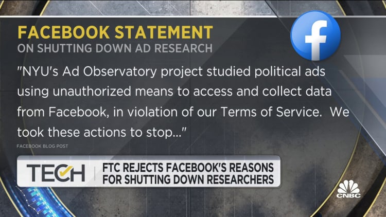 FTC rejects Facebook's reasons for shutting down NYU ad researchers