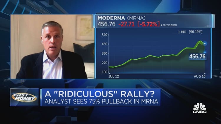 Moderna's stock price is 'ridiculous,' says analyst who calls for 75% pullback