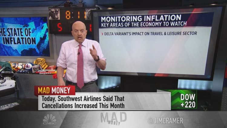 Southwest's delta variant warning shows Fed right to be patient on inflation, Cramer says