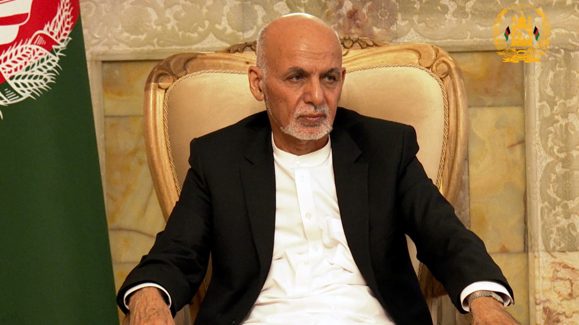 Afghanistan's President Ashraf Ghani attends a security meeting in Kabul, Afghanistan August 14, 2021.