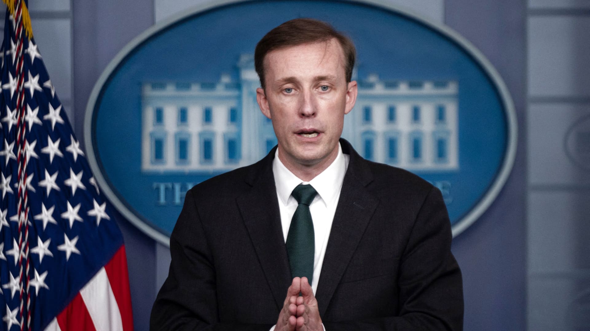US National Security advisor Jake Sullivan speaks during the daily press briefing on the situation in Afghanistan at the White House in Washington, DC on August 17, 2021.