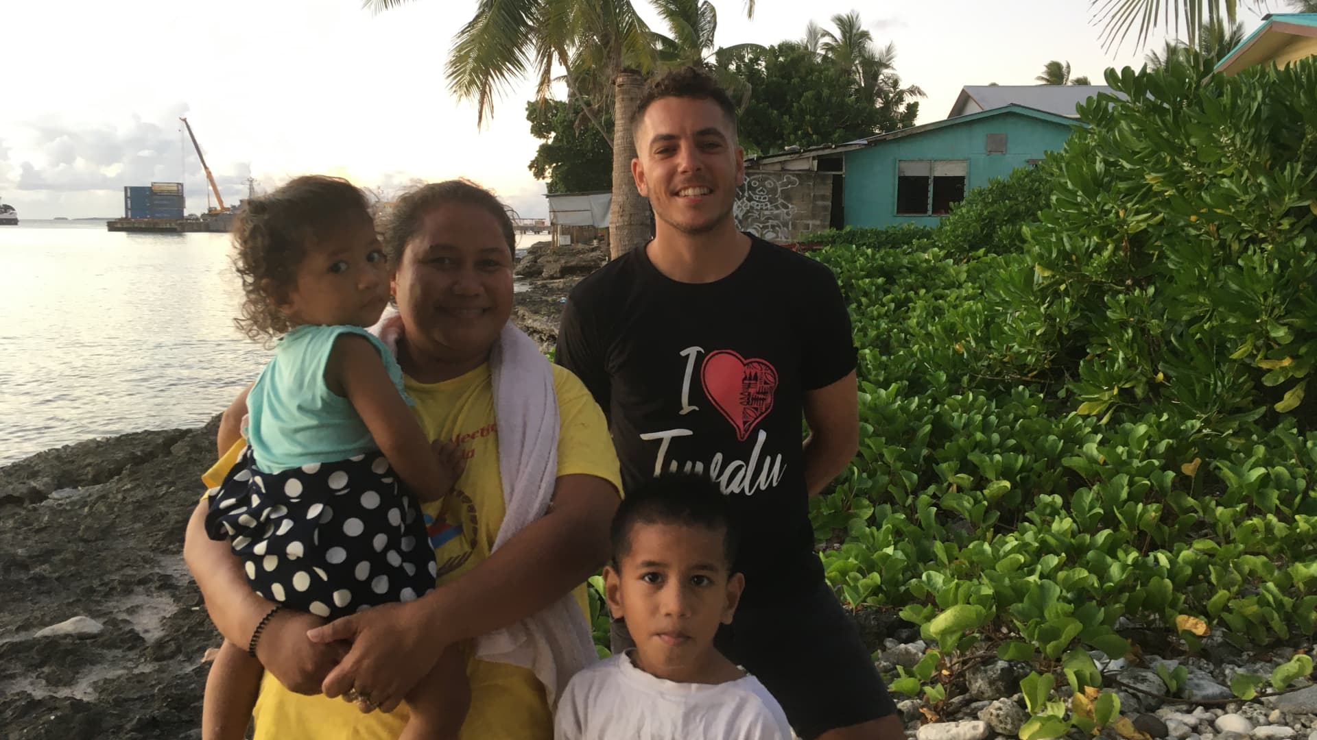 Daniel Sherrell in the low-lying island nation of Tuvalu, where he facilitated a two week climate-writing workshop with university students from the University of South Pacific Funafuti campus.